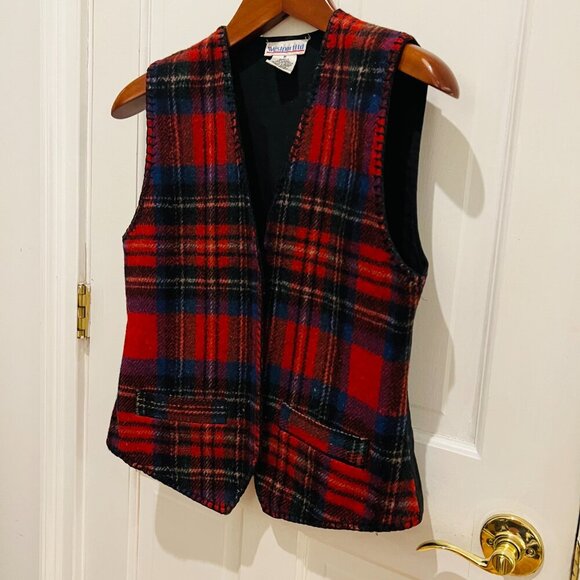 Westport LTD Vintage Red Black Buffalo Plaid Wool Blend Vest Size Medium - Picture 3 of 16